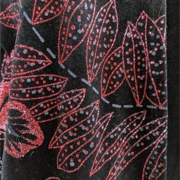 Vintage Black Red Glitter Black Velour Top Set PM Evening Party Whimsigoth Witch - Picture 3 of 9